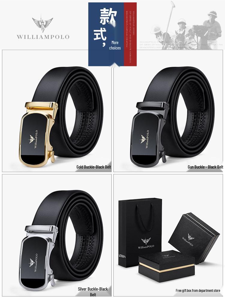 Emperor Paul's Men's Leather Automatic Buckle Belt - Genuine Cowhide, Business Style