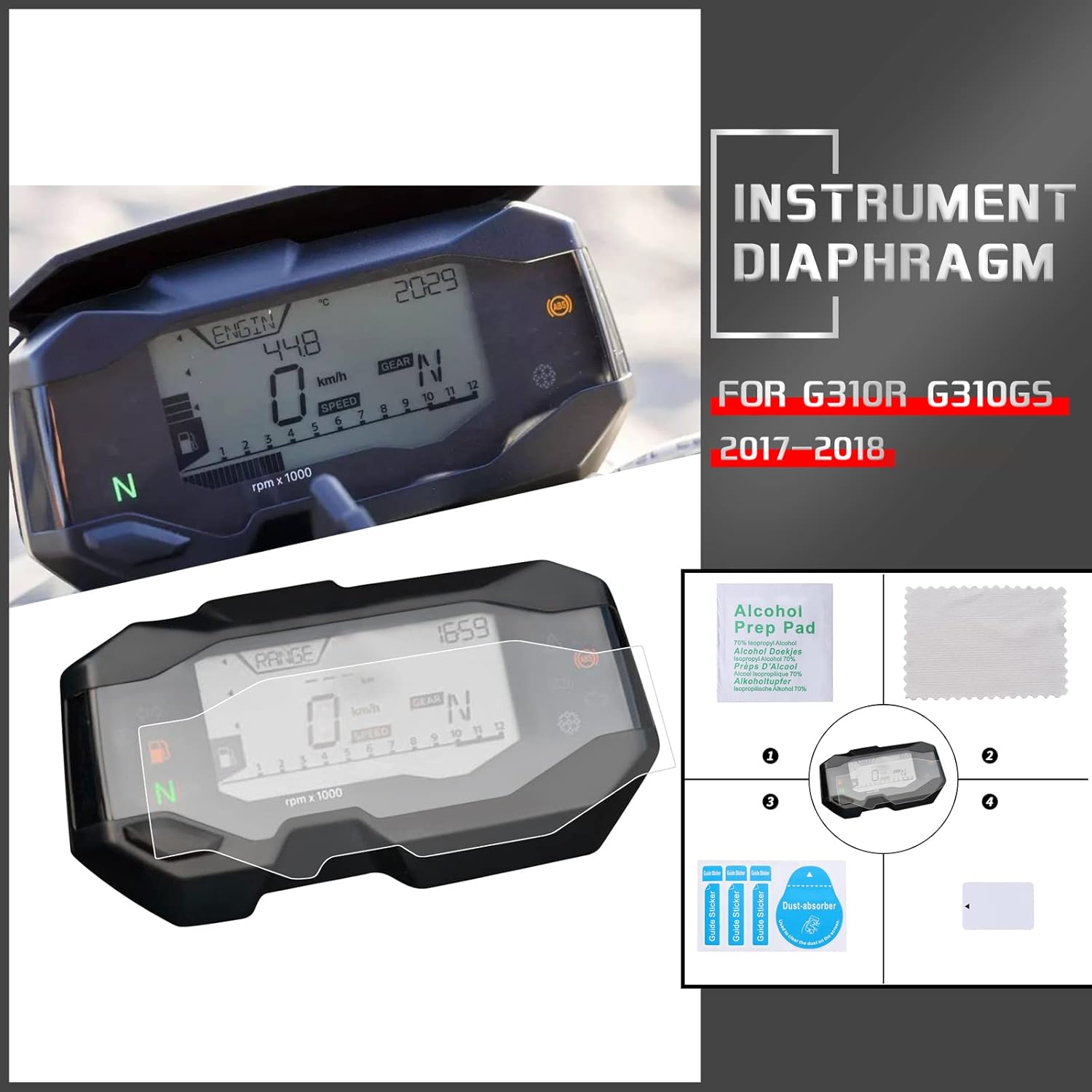 

Worldmotop Screen Protector Instrument Film Motorcycle Scratch Cluster Dashboard Protection Compatible with BMW G310GS G310R G310 GS 2017 2018