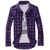 Camicia da Uomo Casual Slim Fit a Quadri con Bottoni Manica Lunga Collo a Revers Top