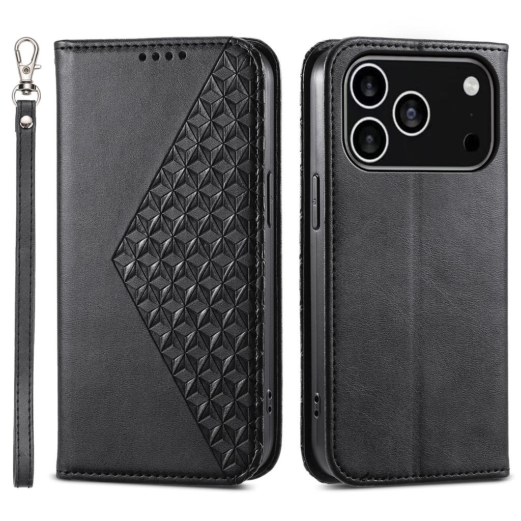 לכיסוי אייפון 17 פרו ארנק מעור PU במרקם עגל עם רצועת יד