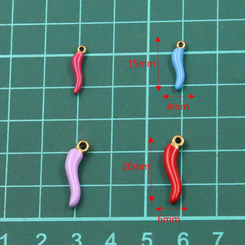Stainless Steel Multi-Color Red Chili Pendant Charm in Two Sizes