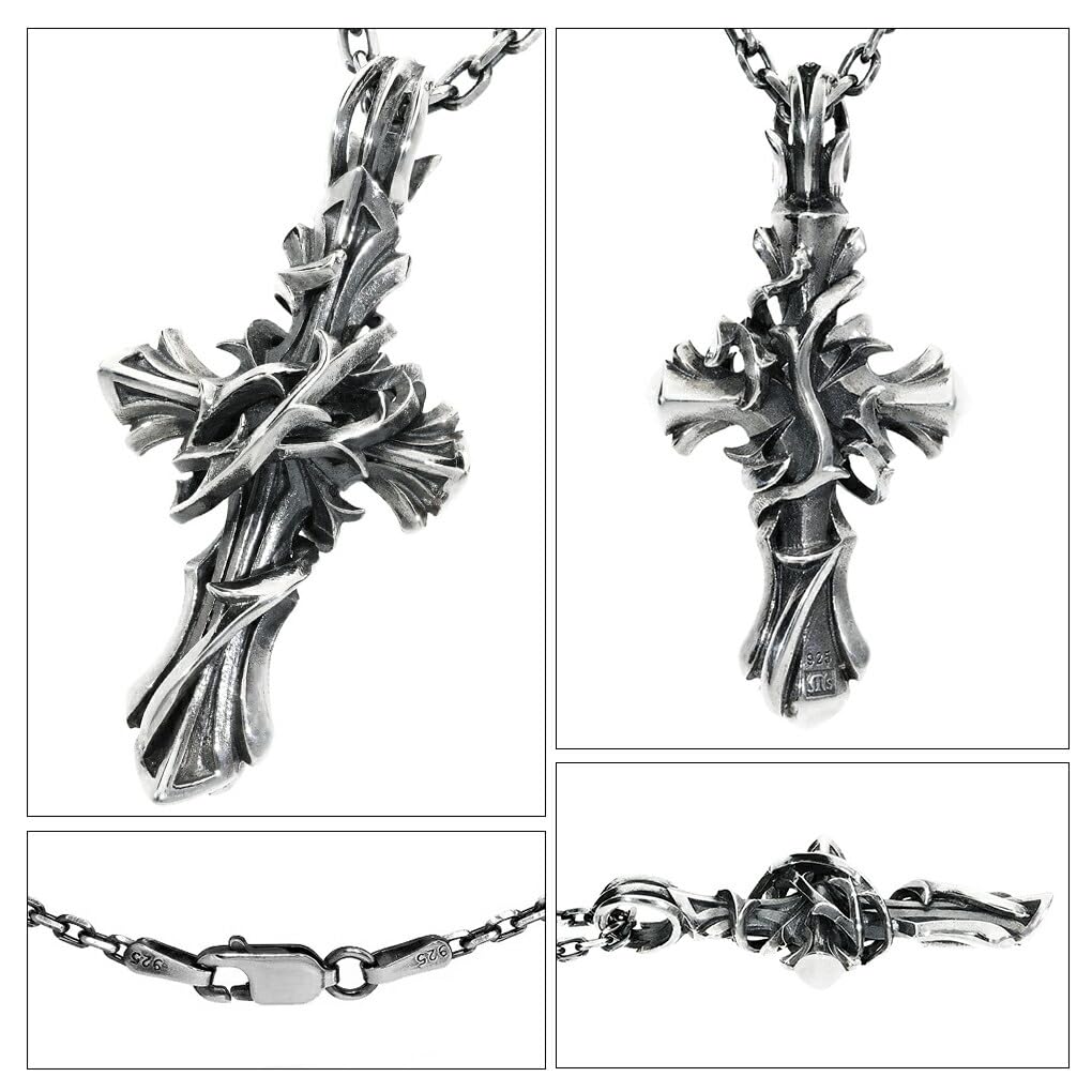 [M's Collection] Special Edition Bramble Cross Pendant Top (No Chain) Men's Sterling Silver 925 Necklace