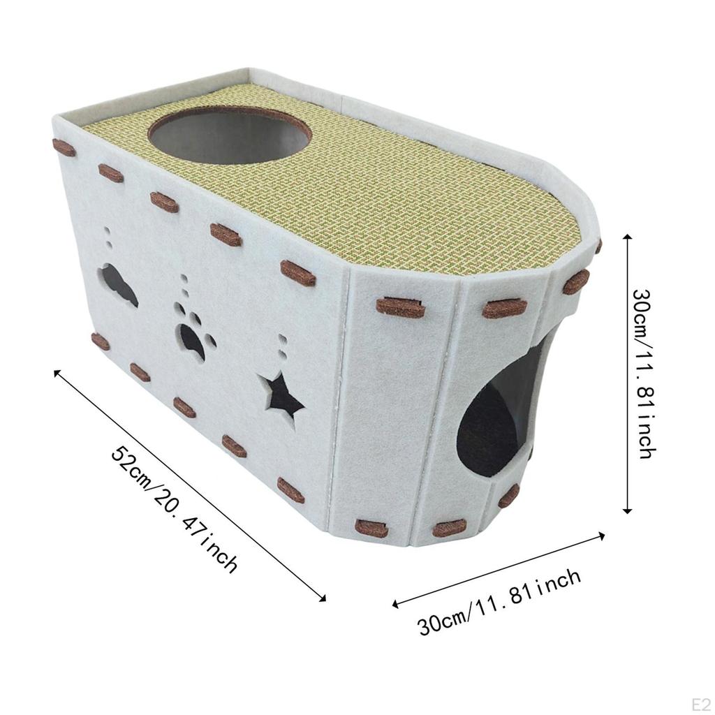 2 In 1 Indoor Cat Cave House Large Scratcher Cozy Hideaway Climbing Kitten Bed