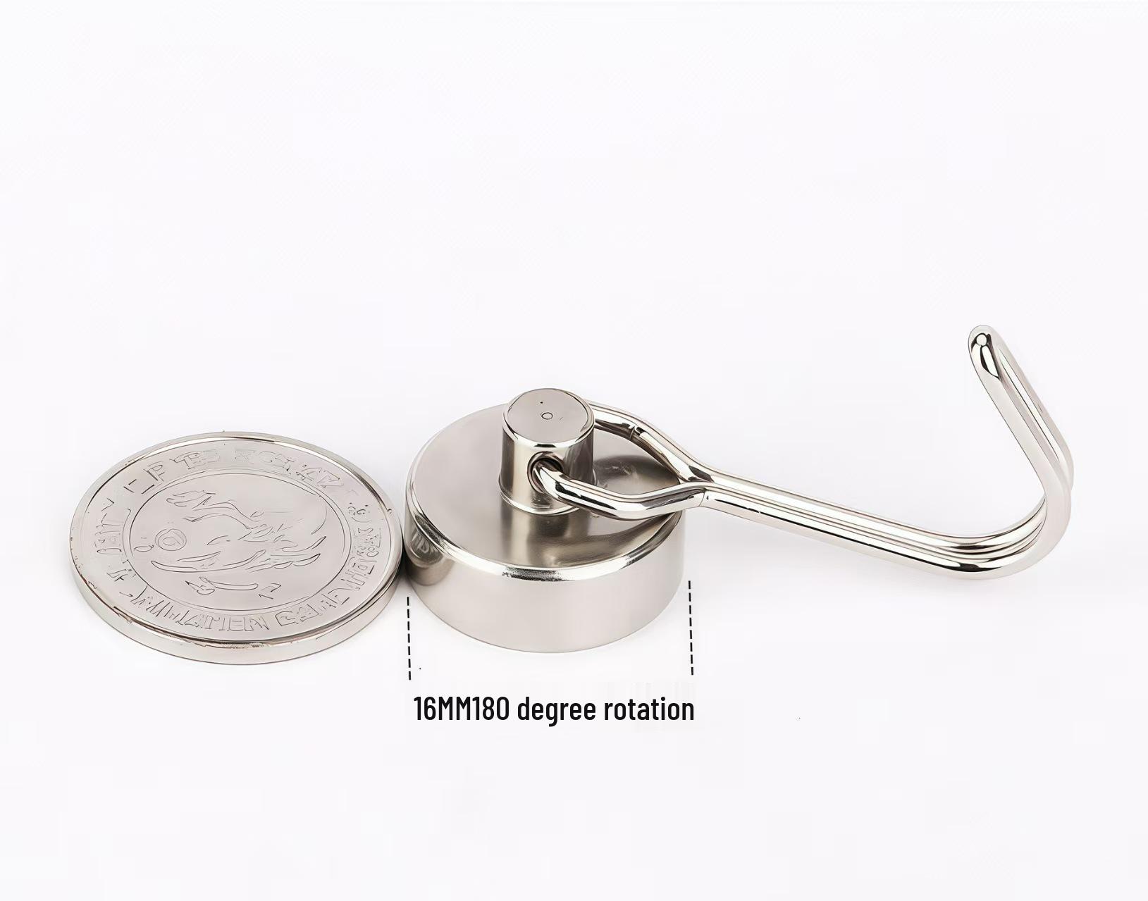 Strong No-Drill Magnetic Rotating Hook for Kitchen & Bathroom G16-180° Silver