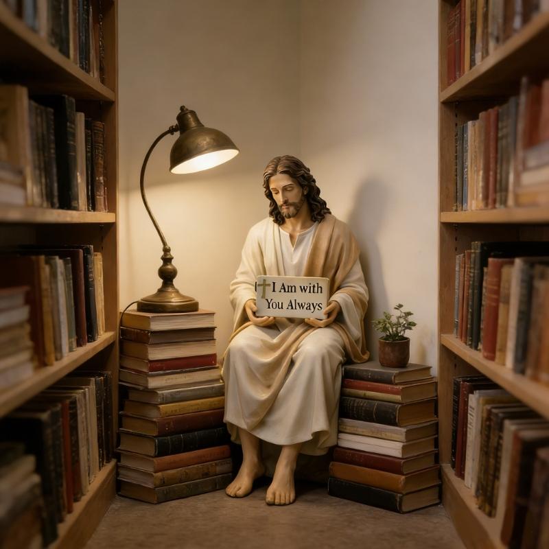 Sitting Marys/Jesuses Christ Statue with Sayings Sign Resin Desk Companion Figurines Religious Ornament Gift