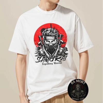 T-shirt Grafica Giapponese Guerriero Samurai Maschera Leggendaria