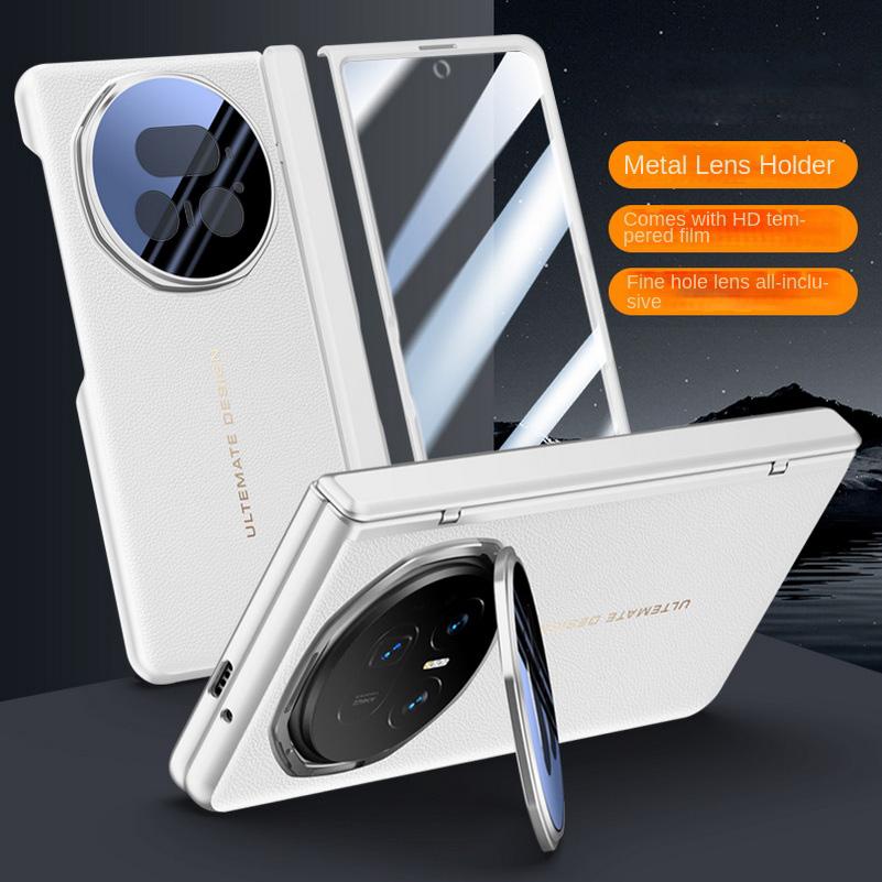 Leather With Privacy Screen Tempered Glass Protector Case For Honor Magic V 5 Magic V5 Spring Hinged Camera Holder Cover