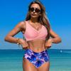 Vintage Print Split Swimsuit Woman New Sexy High Waist Bikinis Sets Push Up Two-Piece Swimwear