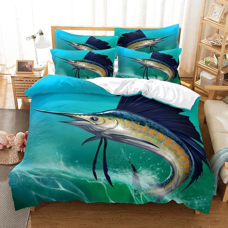 Big Pike Fish Duvet Cover Set 2/3 Pcs Boys Girls Twin Queen Size Duvet Cover Pillowcase Bed