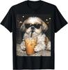 New Funny Shih Tzu Drinking Iced Coffee Dog Meme Unisex T-Shirt