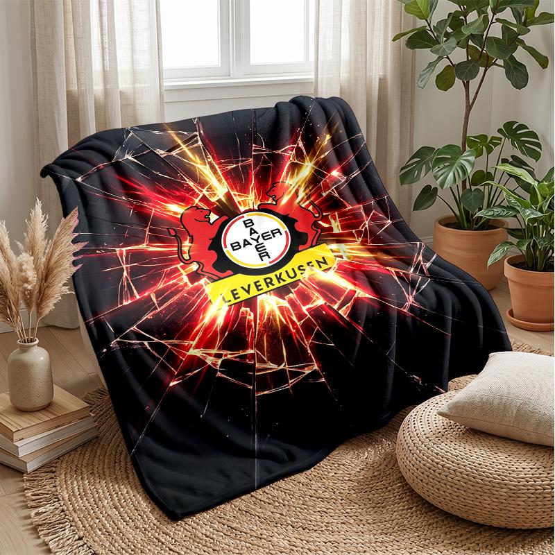 Bayer Leverkusen Football Print Flannel Blanket, Soft Warm Lightweight Throw Blanket for Sofa Bed Camping