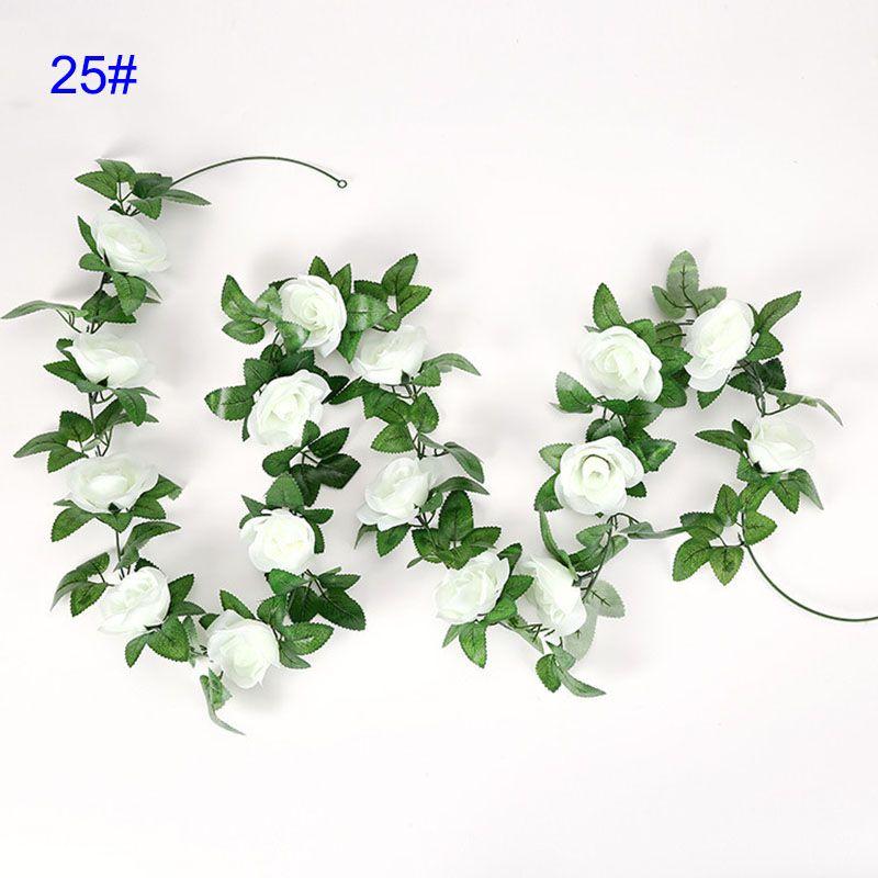 24m Silk Long Rose Fake Flower Ivy Vine Leaf Garland Wedding Party Home Decor