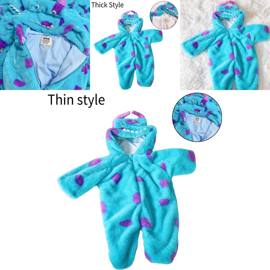 Adorable Baby Sullivan Monster Plush Onesie Thick Hooded Pajamas For Autumn Winter