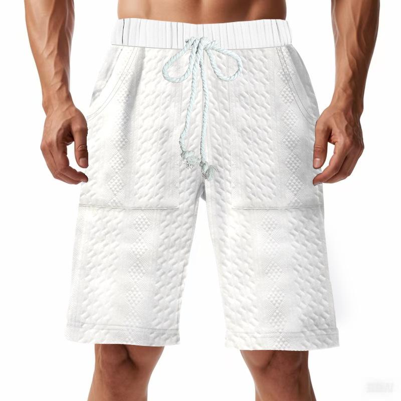 Knitted Jacquard Shorts for Men Summer High Street Casual Baggy Shorts for Men