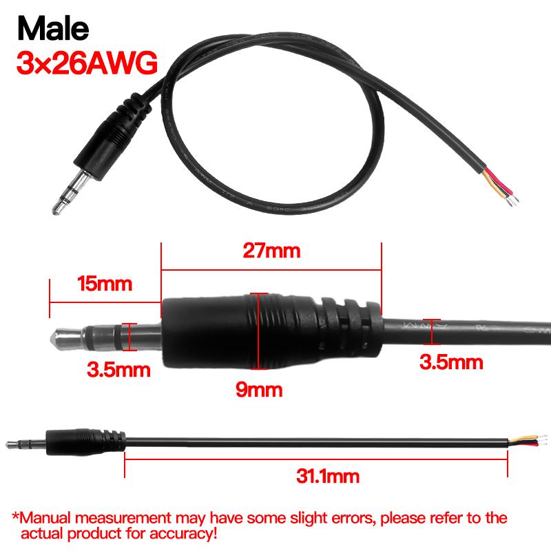 5PCS 3.5mm Audio Cable 3X26AWG, Universal Stereo Aux Cord for Car/Speakers, High-Quality Audio Transmission Wire with Connector