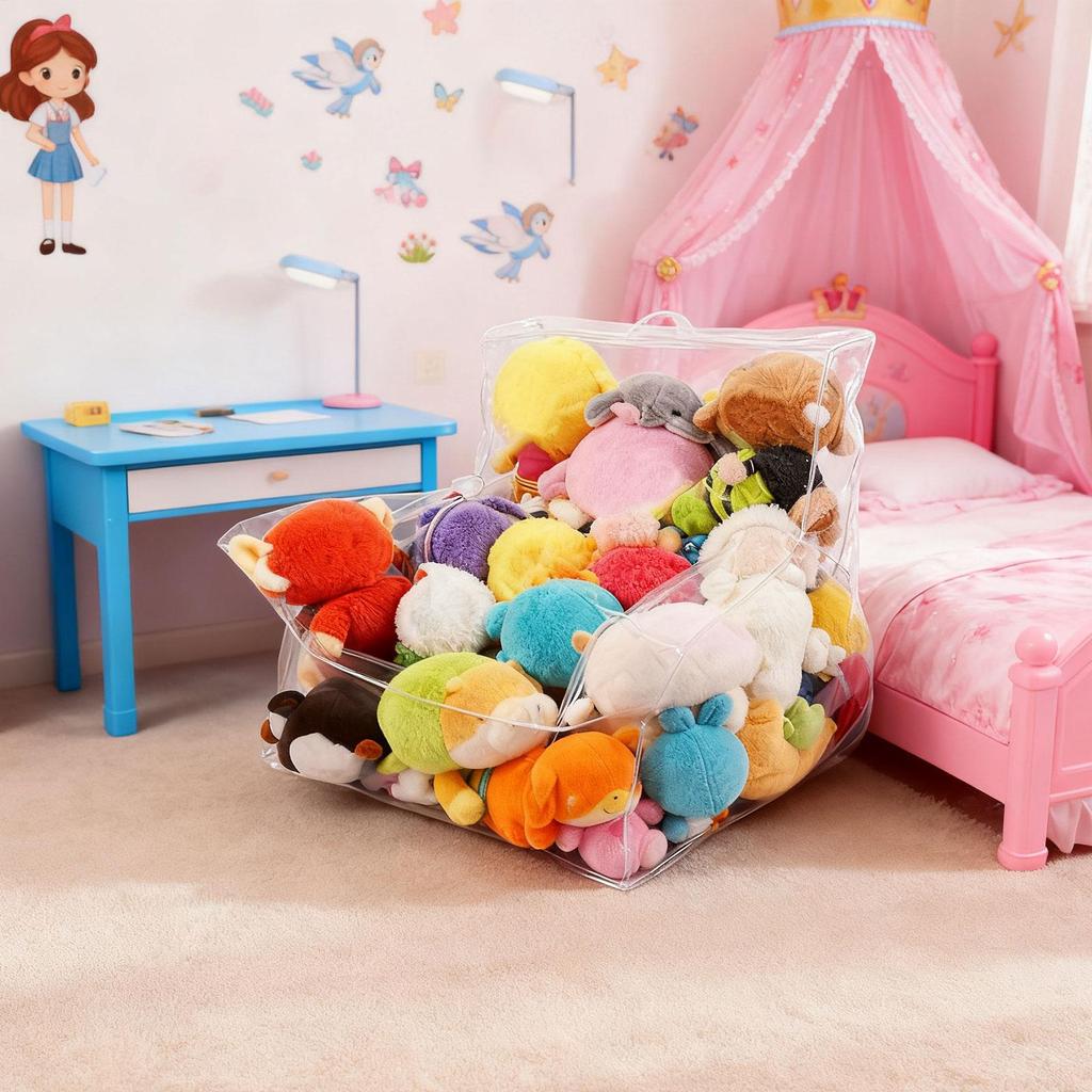 Bean Bag For Stuffed Animals Storage Clear Plush Toys Organizer Large Stuffed Animal Bean Bag Chair Cover For Bedroom Playroom