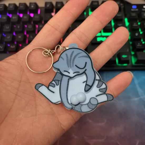 Cat Keychain with Rotable Ball Interactive Claw Design Keyring Stress Relief Toy Lightweight Key Chain Funny Prank Gift