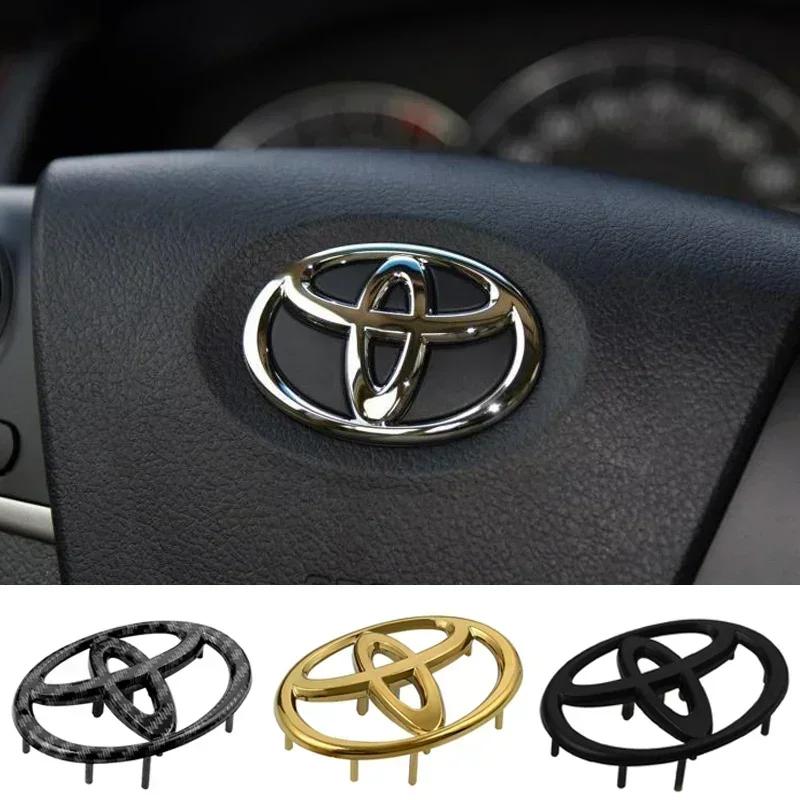 1PC 6.5x4.5cm Buckle Car Steering Wheel Emblem Decals Badge For Toyota Camry Corolla CHR Rav4 Vios Crown Highlander Tundra Levin