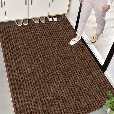 1pcs Double Stripe Non-Slip Doormat for Entryway - Heavy Duty Dirt Resistant Rug Indoor Outdoor Carpet for Home/Office
