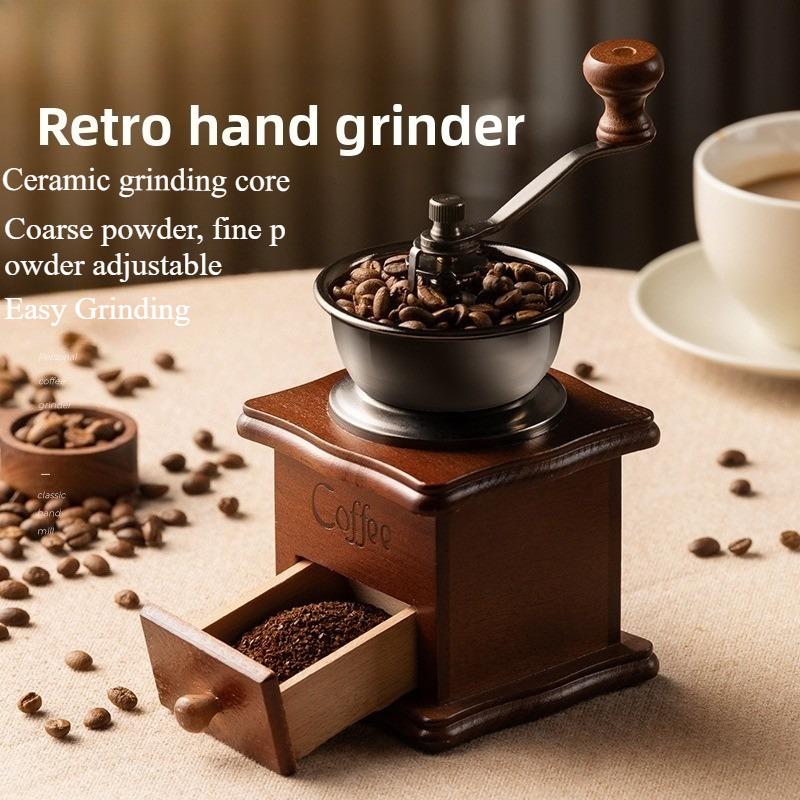 Vintage Manual Coffee Grinder with Drawers,anti Slip Base,adjustable Coarse and Fine Particle Size,used for Home Use and Travel