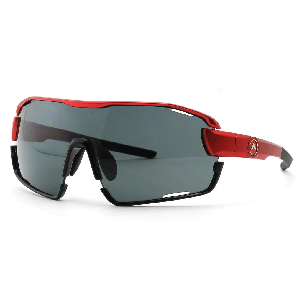 Polarized Sports FIT Customizable A-Fit Men's Sunglasses, MASTER, Full-Rim, Fit, Red/Polarized Smoke, AF-805-C2-PSM-S