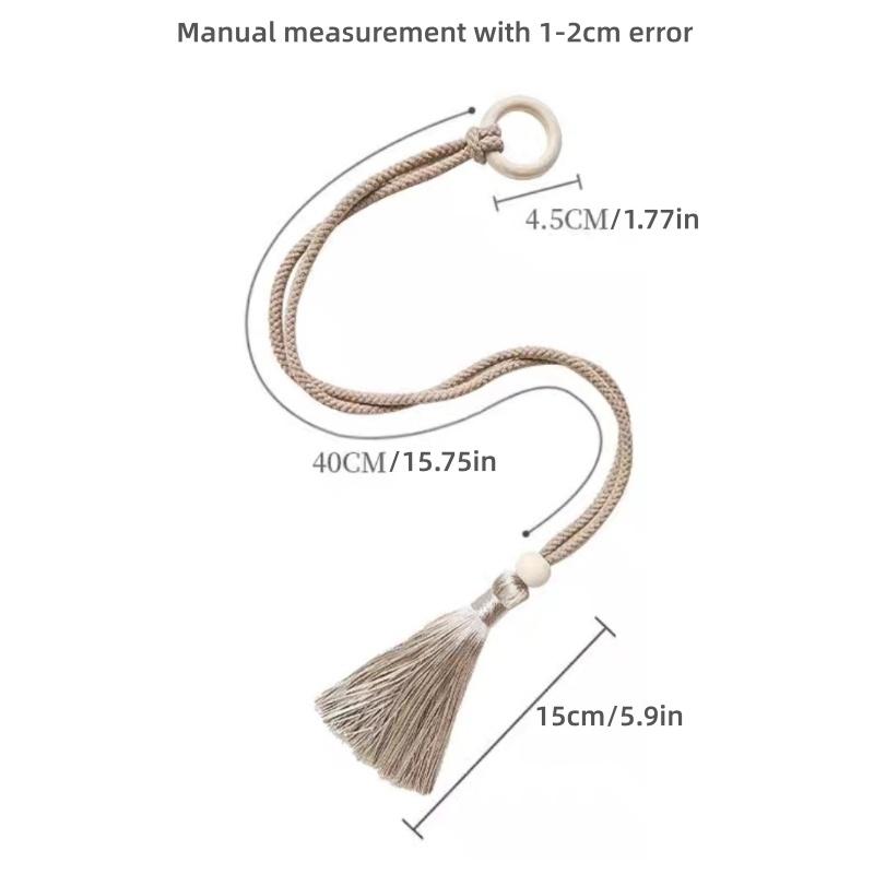2 PCS Adjustable Cotton Cord Curtain Tiebacks Curtain Straps Bohemian Chic Log Loop Hand Woven Curtain Buckle Strap With Tassels