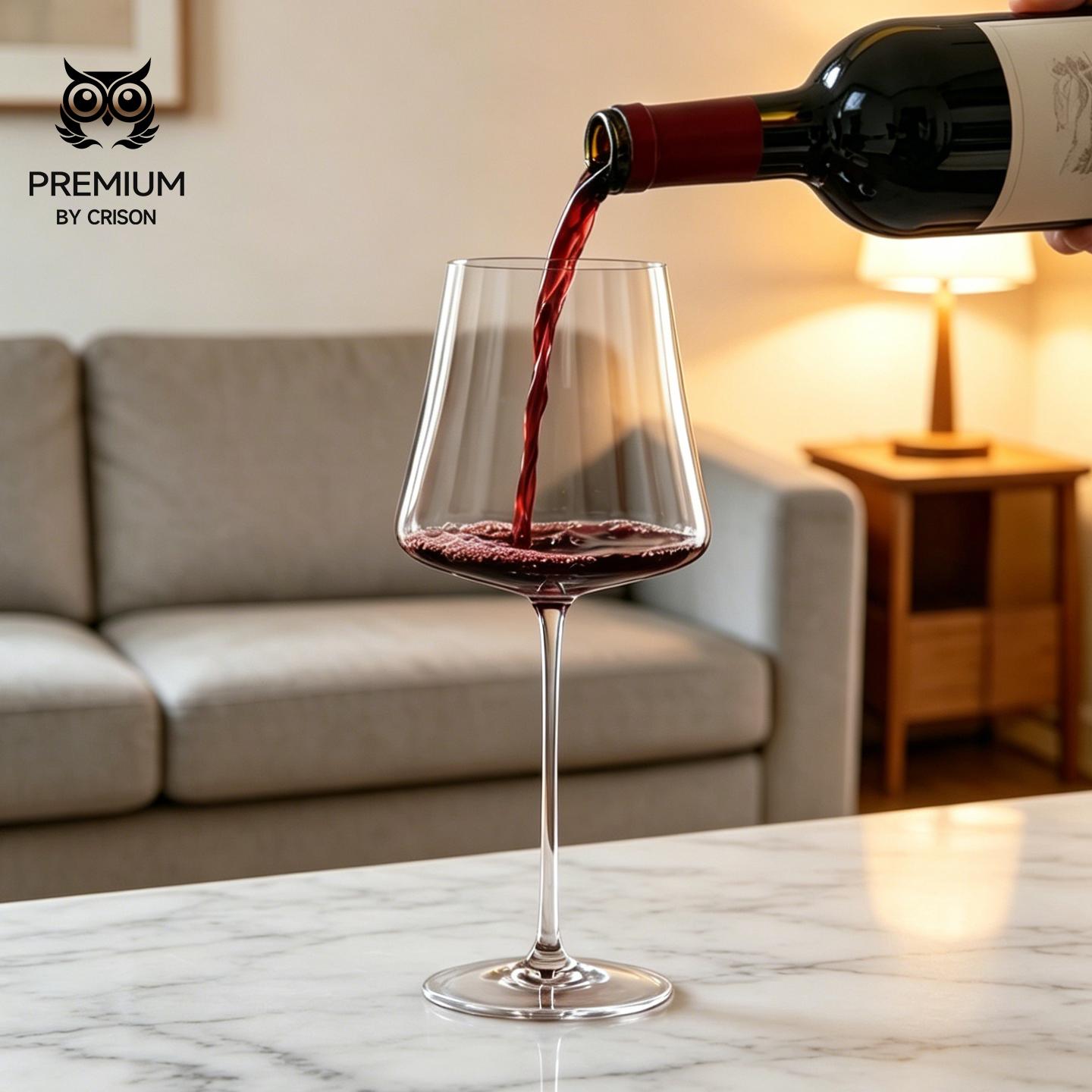 

CRISON high-end series crystal glass stripe red wine glass European high footed glass Cabernet Sauvignon Bordeaux glass 580ML