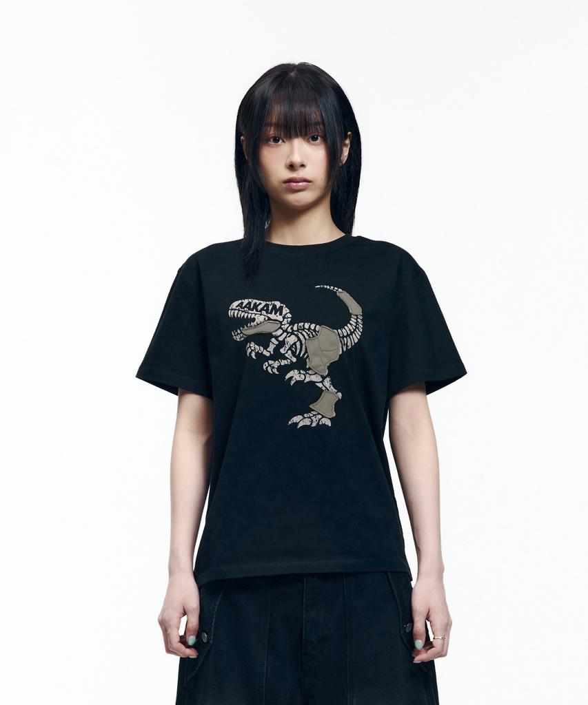 AAKAM Dino Patch Half Top (Black)