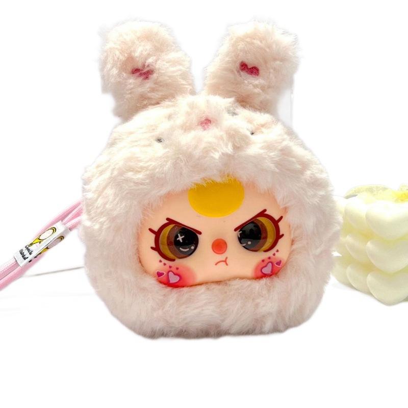 Cute Plush Panda Vinyl Toy Cartoon Bag Pendant Lovely Fluffy Chicken Keychain Ornament Girlfriend Birthday Gift