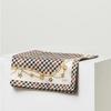 Silk Beige Check Pattern Square Scarf Dcsf141