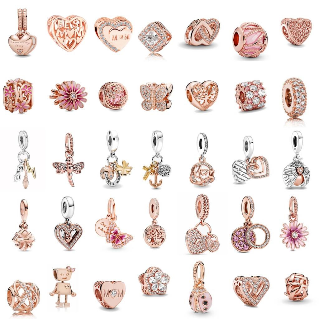 New copper Plated Rose Gold Plated Dangle Charm Bead Charms Compatible With Authentic Women Bracelets Bead Charms Charm for Pendant Necklaces Jeweller