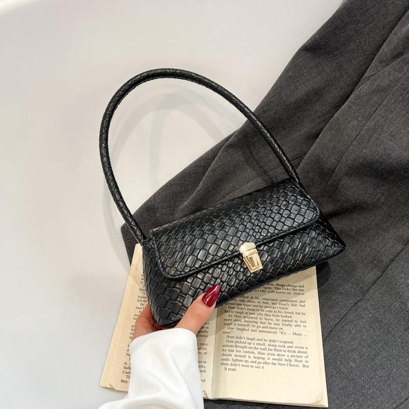 Summer New Shoulder Bag Casual Simple Woven Pattern Underarm Bag Trendy Texture Small Square Bag Women