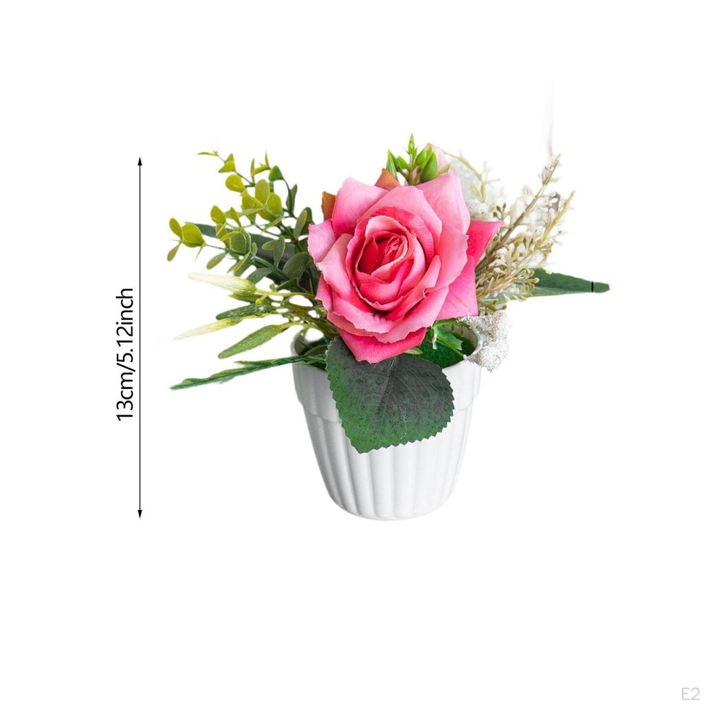 Artificial Potted Rose Flowers Fake Plants Decoration Table Ornament for Banquet Bedroom