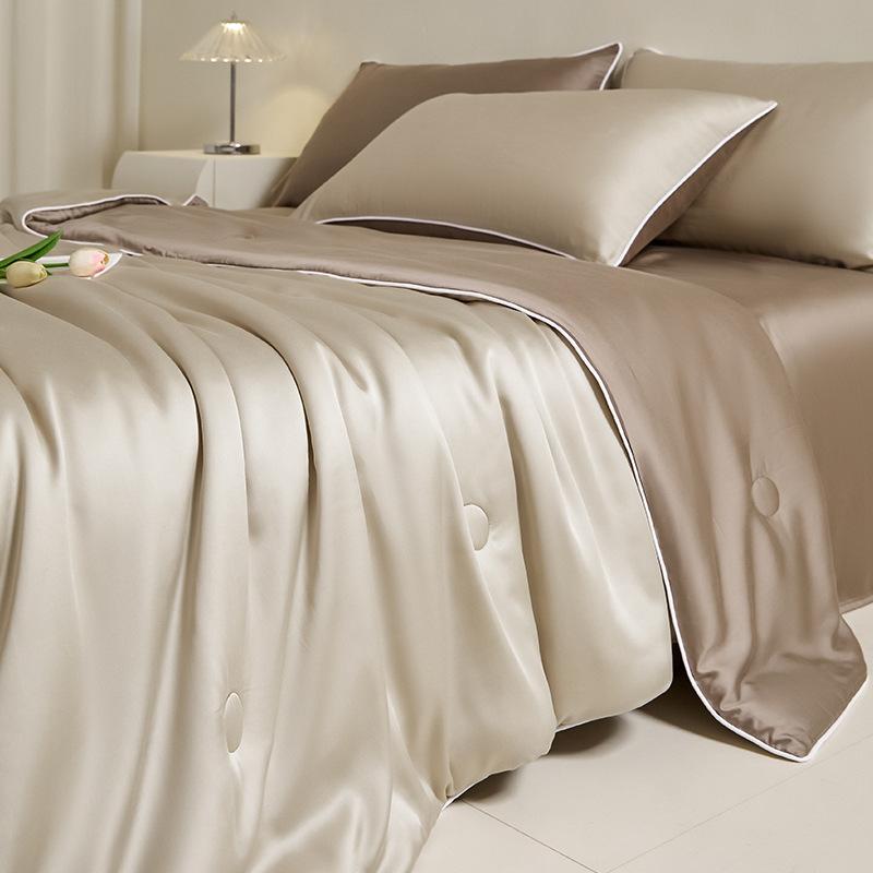 Tencel Summer Quilt Set Cooling Breathable Machine Washable 4-Piece Bedding for Warm Nights Tencel Single: 150x200cm