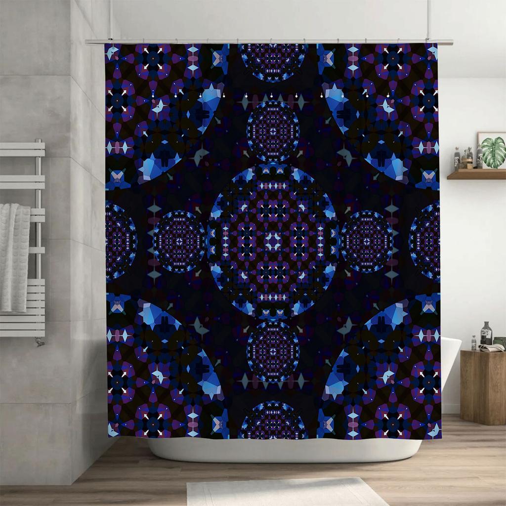 Stylish Blue Purple Geometric Shower Curtain Bath Decor for Home Bathroom