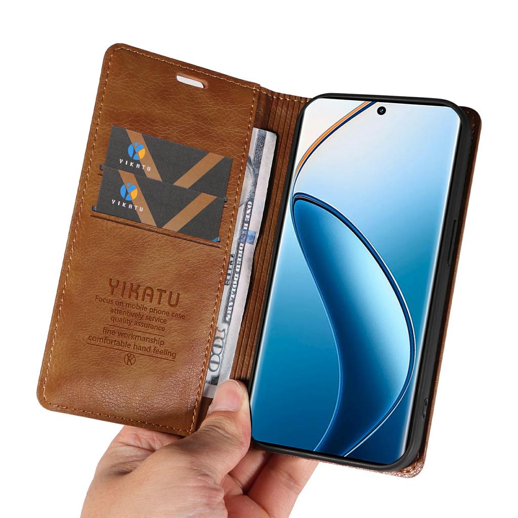YIKATU YK-006 Für Realme 12 Pro 5G/12 Pro+ 5G Handyhülle Sturzsichere Leder-Klapp-Brieftasche