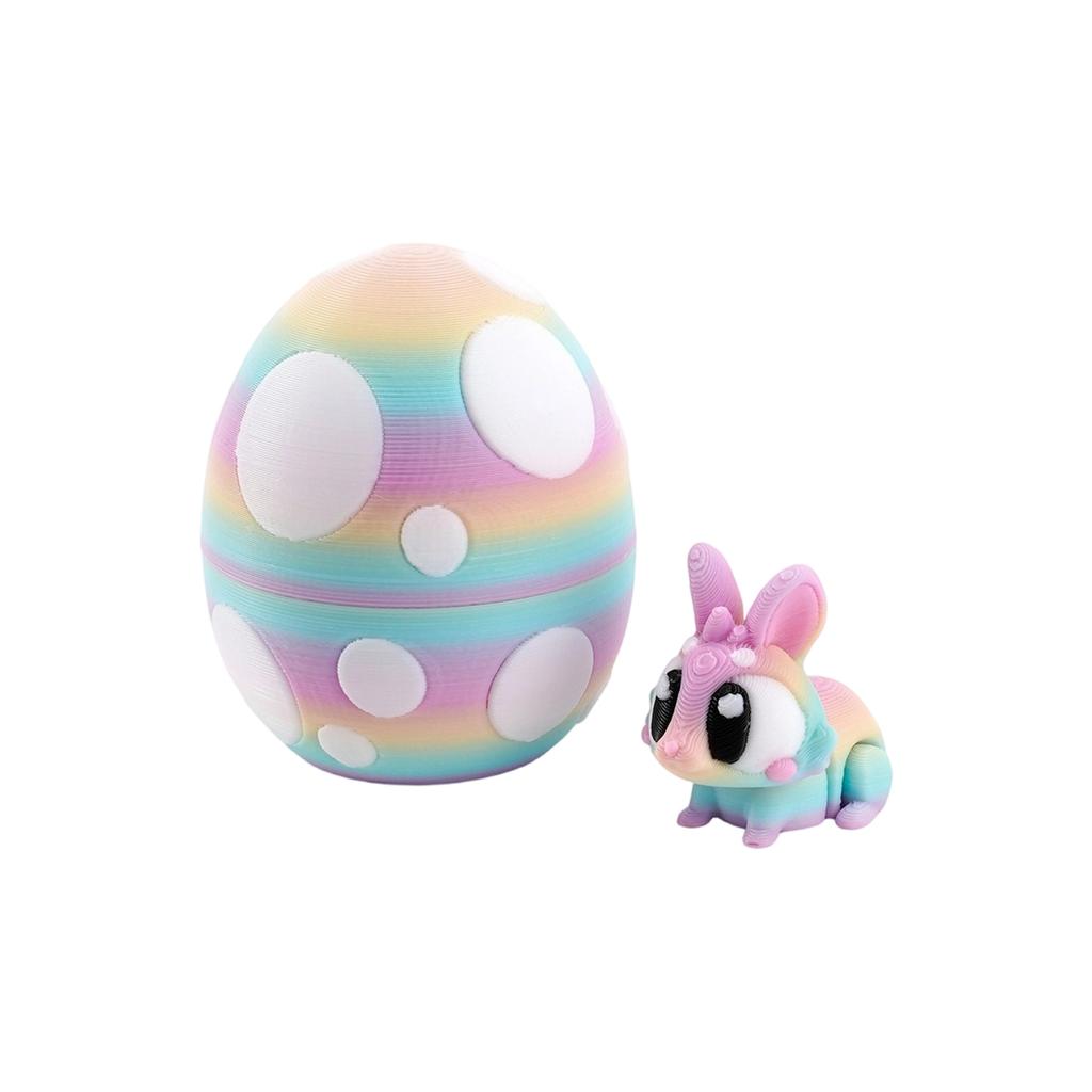 3D Printed Bunny Egg Figurine, Spring Easter Decorations, Tabletop Desk Ornament For Home Party,