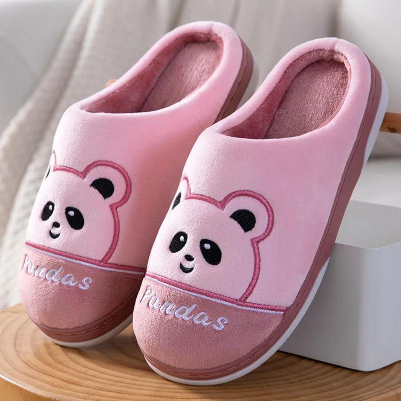 Winter Slippers Women Home Plus Size Men Cotton Shoes Pandas
