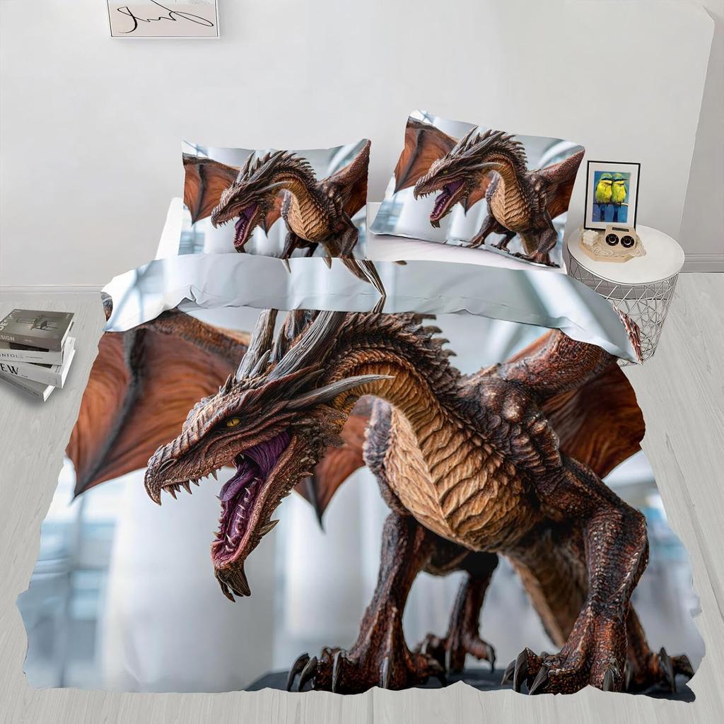 Chinese Dragon Duvet Cover Set,Fantasy Bedding Set 2-Piece Soft Bedding With Pillowcase,Vibrant Bedroom Decor For Adult Children
