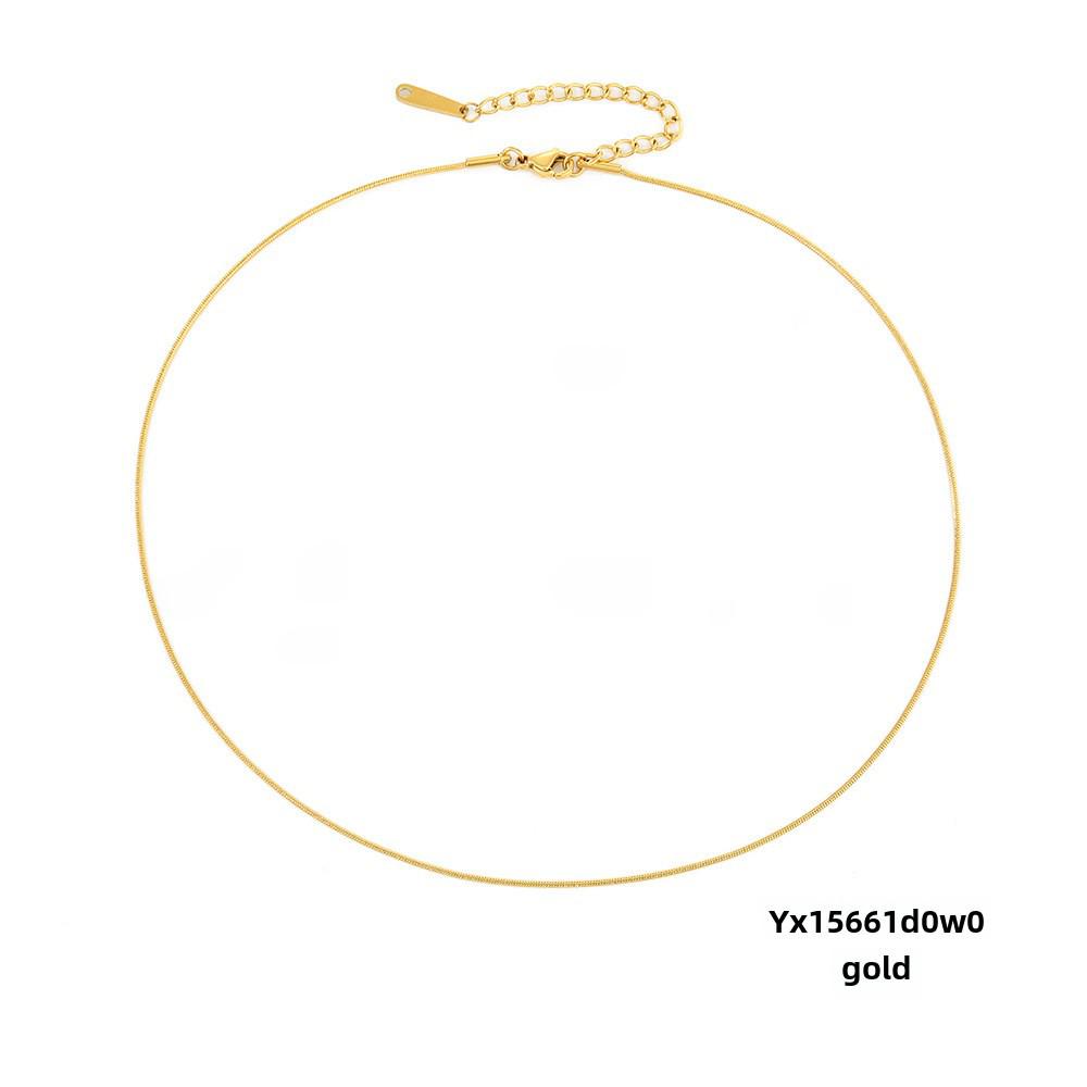 eManco Titanium Steel Round Chain Necklace - Simple European/American Style for Women and Couples, Long Snake Bone Chain, Clavicle Design.