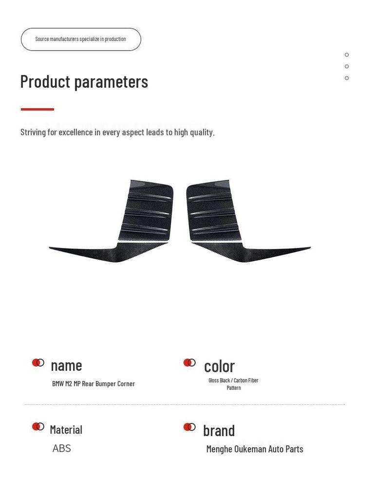 Rear Bumper Wind Deflector Sticker for 22-25 BMW M2 G87 MP Corner Modification