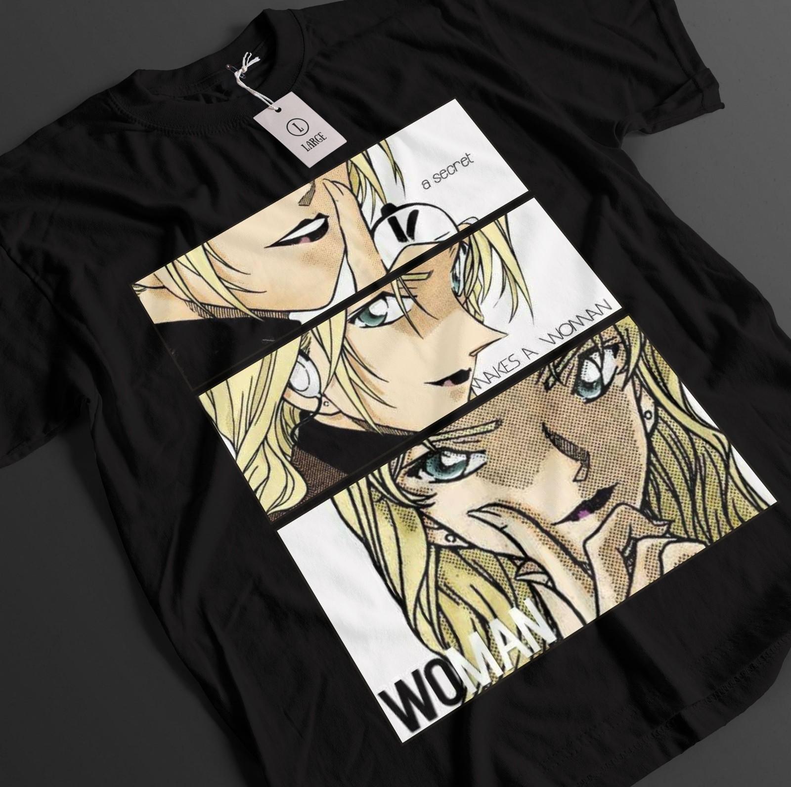 

Detective Conan Shirt Case Closed Tshirt Vermouth T-Shirt Mens Womens Tees Top Gin Akai Ran Anime Tee L