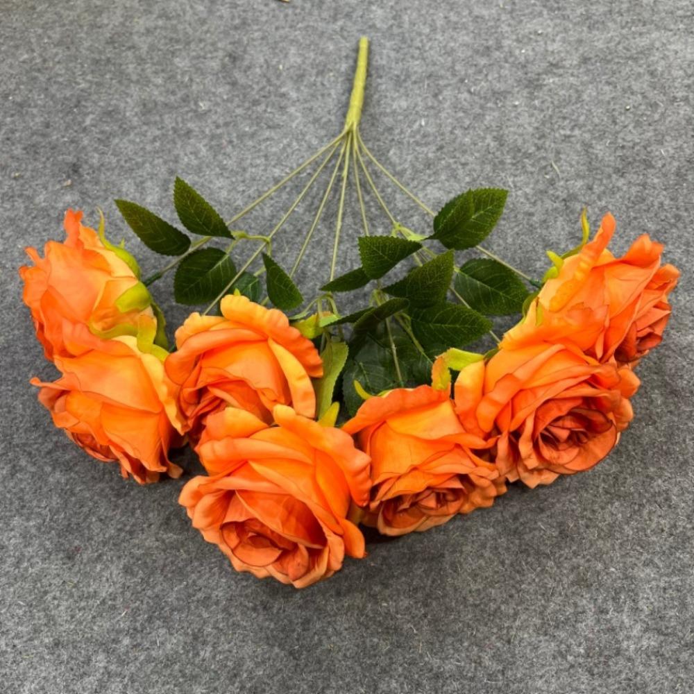 7 Heads Real Happy Rose Flower 9 Colors Mini Valentine's Day Flowers Photography Photo Gift Crystal Grass Bouquet