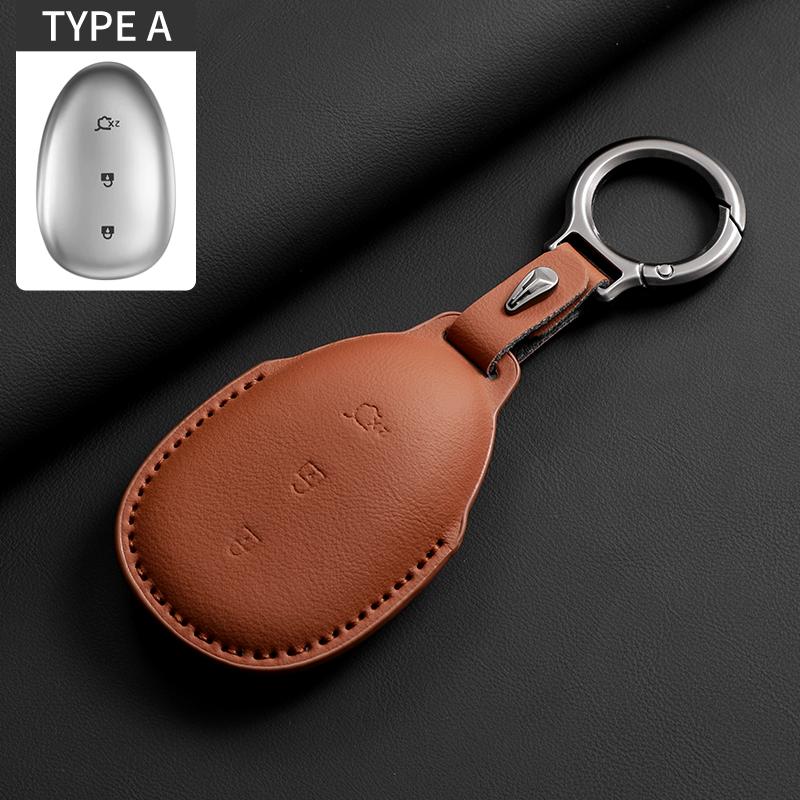 Car Key Case Cover For Changan Qiyuan A07 Q07 Original Cars Color Leather Key Case Cover Protector Shell Decoratives Accessories
