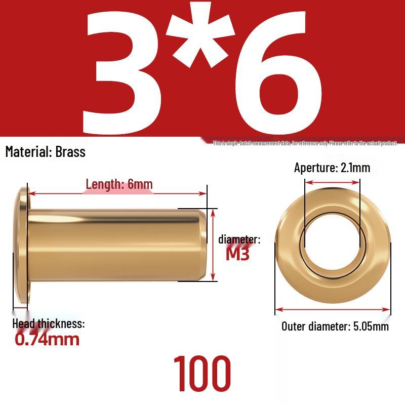 Pure Brass Hollow Rivets & Copper Eyelets Fasteners M1.3–M5
