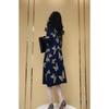 Western-style Dress V-neck Color-blocked Mid-length Hooded Jacquard Butterfly Flying A-line Sweater Skirt