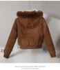 Women's Short Winter Cotton Parka with Fur Collar - Thickened Korean Style Velvet Jacket