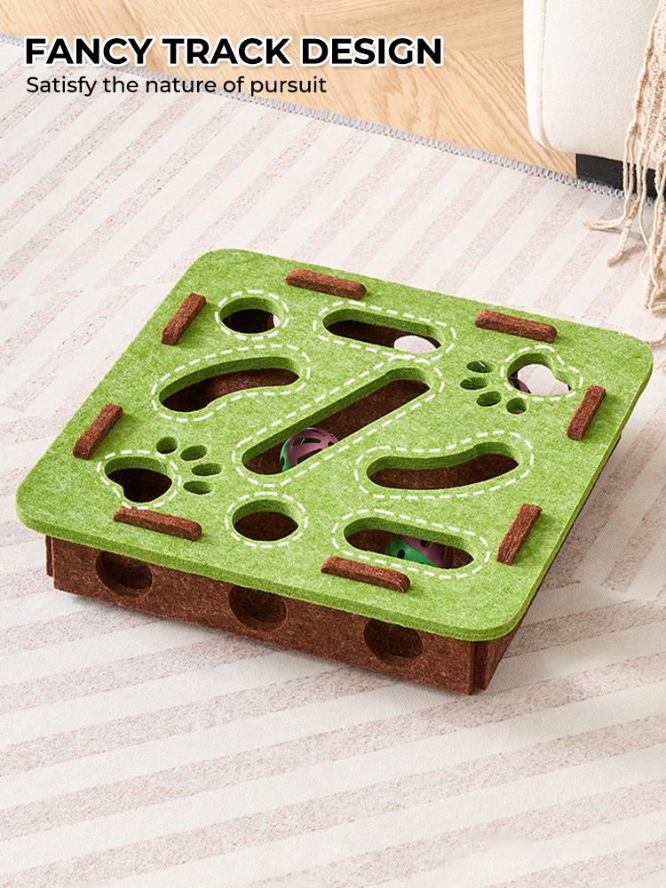 Cat Puzzle Toy Felt Puzzle Box Cat Exercise Toy with Ball Indoor Sports Entertainment Hunting Cat Toys for Indoor Cats