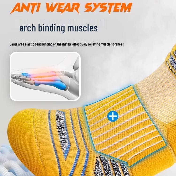 Men's Mid-Calf Sports Socks - Sweat-Absorbent, Non-Slip Towel Bottom for Basketball, Running, Badminton (Spring & Autumn)