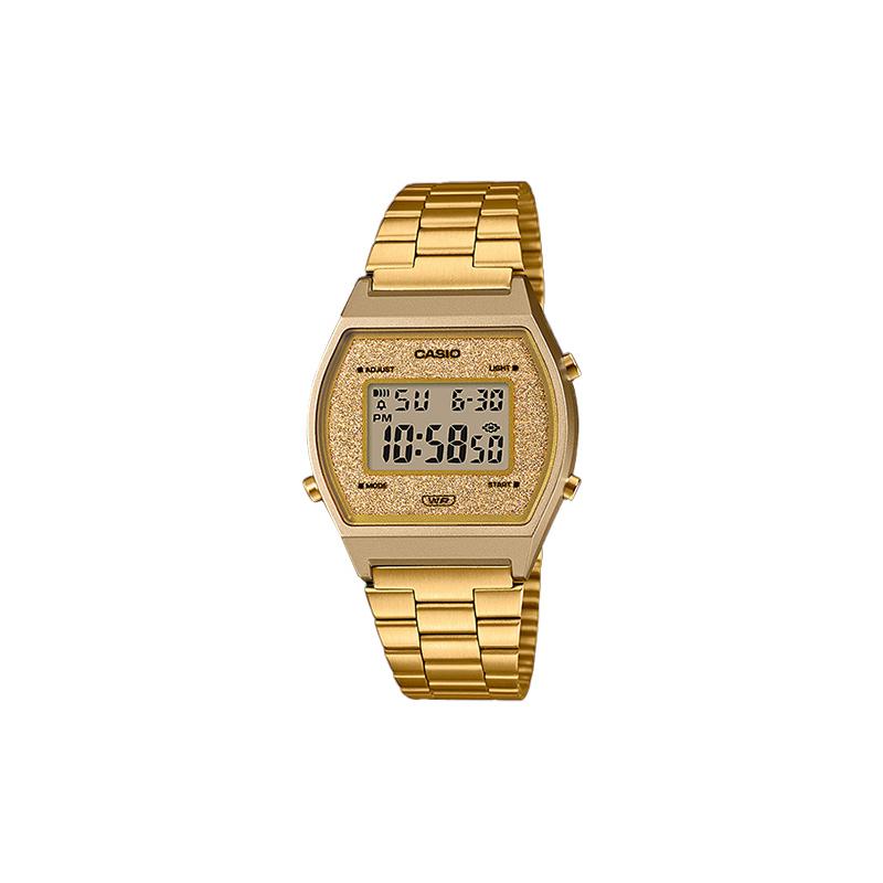

Casio YOUTH series - small metal squares, small gold nuggets, classic small gold nuggets, LCD display 50 meters waterproof, quartz movement, B640WGG-9 золотой